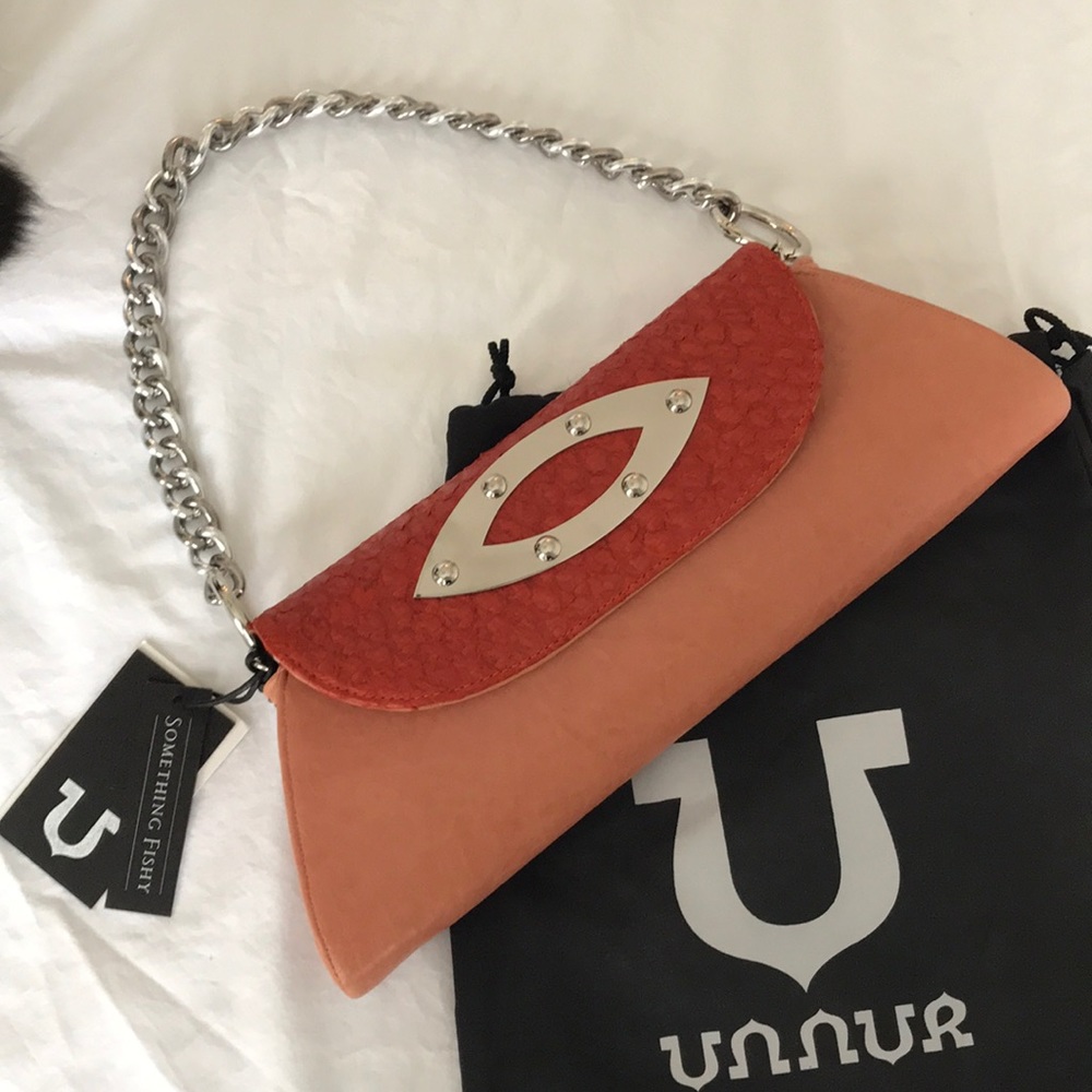 New! Unnur Rose/orange sea leather purse. Very Unique